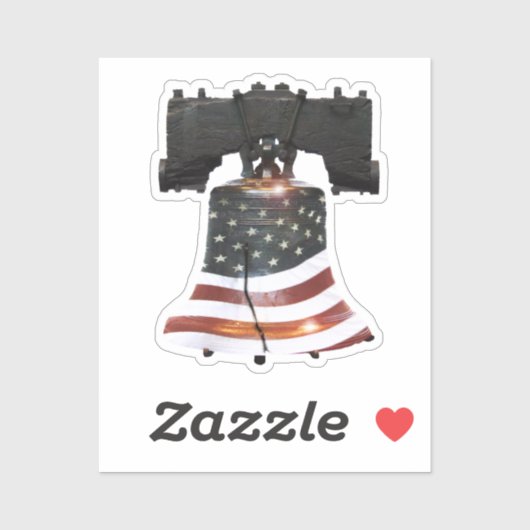 Liberty Bell mit amerikanischer Flagge Aufkleber (Blatt)