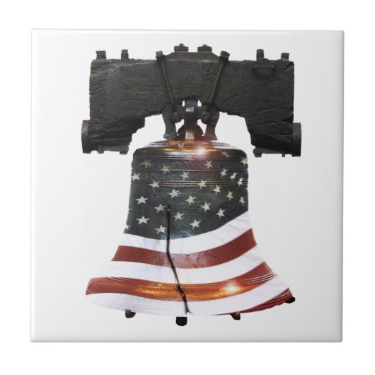 Liberty Bell mit amerikanischer Flagge Fliese (Vorderseite)