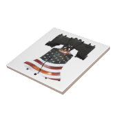 Liberty Bell mit amerikanischer Flagge Fliese (Seite)