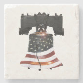 Liberty Bell mit amerikanischer Flagge Steinuntersetzer (Vorderseite)