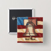 Liberty Bell Square Button (Vorne & Hinten)