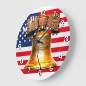 Liberty Bell über Flagge  Große Wanduhr (Winkel)