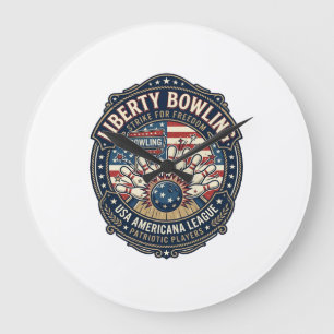 Liberty Bowling Patriotisch Patriotisches Bowling Große Wanduhr