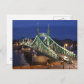 Liberty Bridge in der Nacht Postkarte (Vorne/Hinten)