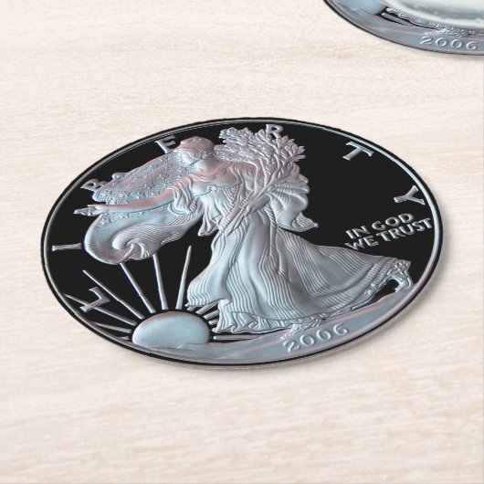 Liberty Dollar 2006 Runder Pappuntersetzer (Angewinkelt)