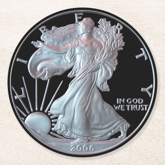 Liberty Dollar 2006 Runder Pappuntersetzer (Vorderseite)