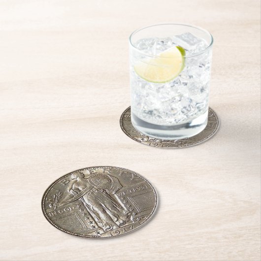 Liberty Dollar Runder Pappuntersetzer (Vor Ort)