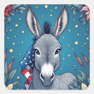 Liberty Donkey Quadratischer Aufkleber