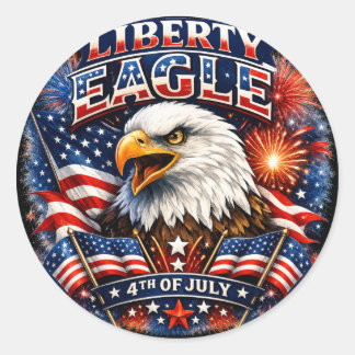 Liberty Eagle – Kühner Patriotischer 4. Juli Runder Aufkleber