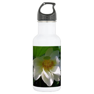 Liberty Flasche mit zarter, weißer Lotus-Blume Edelstahlflasche