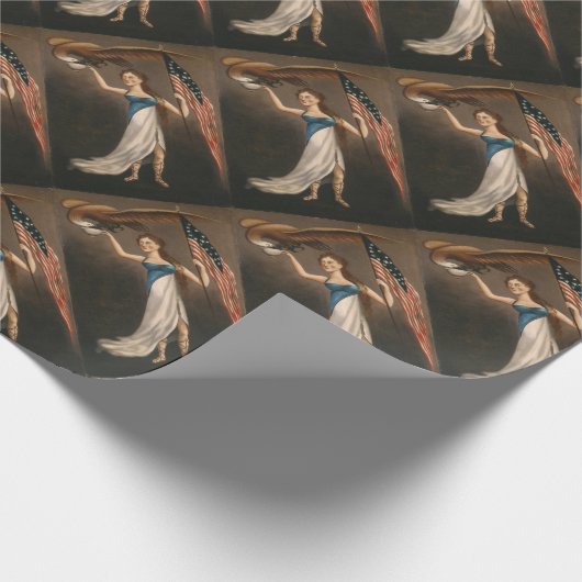 Liberty Frau Eagle American Flag USA Ölgemälde Geschenkpapier (Ecke)