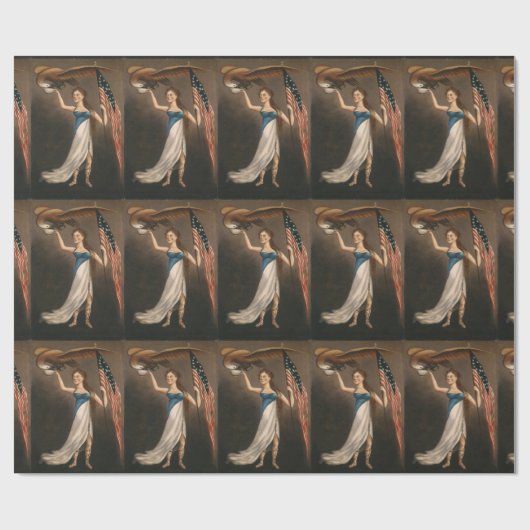 Liberty Frau Eagle American Flag USA Ölgemälde Geschenkpapier (Flach)