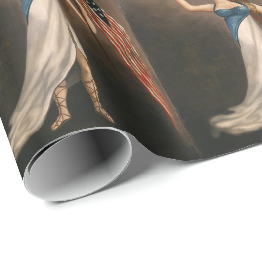 Liberty Frau Eagle American Flag USA Ölgemälde Geschenkpapier (Rolleneckpunkt)