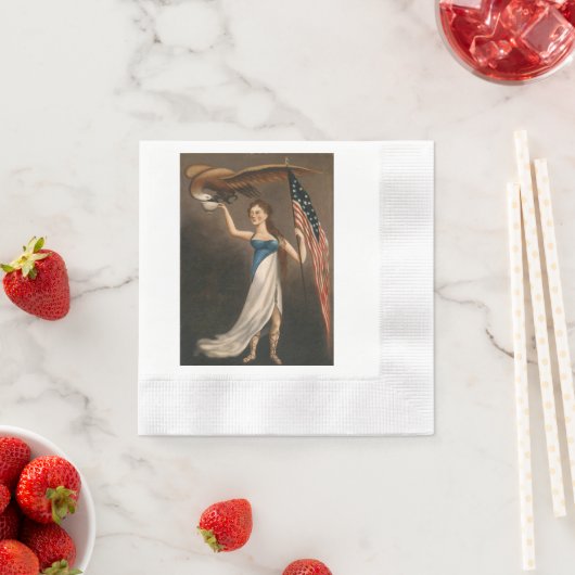 Liberty Frau Eagle American Flag USA Ölgemälde Serviette (Beispiel)
