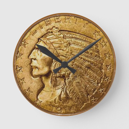 Liberty Gold Runde Wanduhr (Vorderseite)
