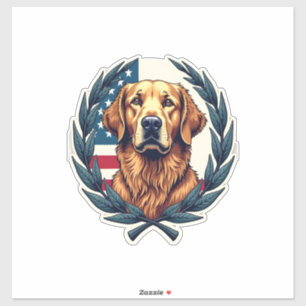 Liberty Golden Retriever Vintage Patriotisches T-S Aufkleber