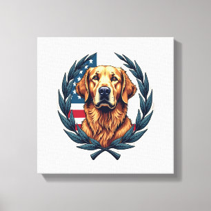 Liberty Golden Retriever Vintage Patriotisches T-S Leinwanddruck