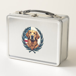 Liberty Golden Retriever Vintage Patriotisches T-S Metall Brotdose