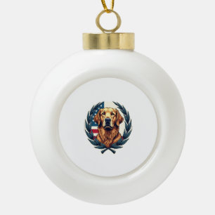 Liberty Golden Retriever Vintage-Patriotismus-Shir Keramik Kugel-Ornament