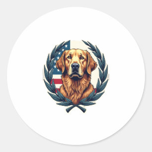 Liberty Golden Retriever Vintage-Patriotismus-Shir Runder Aufkleber