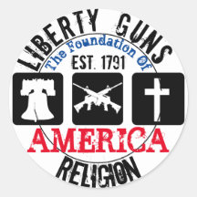 Liberty Guns Religion Round Aufkleber