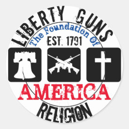 Liberty Guns Religion Round Aufkleber