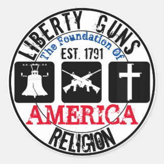 Liberty Guns Religion Round Aufkleber