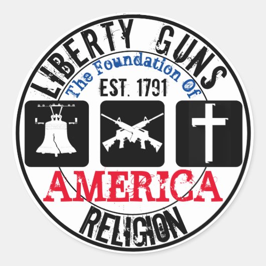 Liberty Guns Religion Round Aufkleber (Vorderseite)