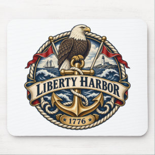 Liberty Harbor Adler und Anker Mousepad