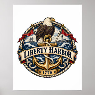 Liberty Harbor Adler und Anker nautisches Wappen Poster
