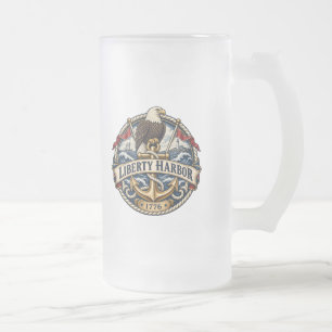Liberty Harbor Eagle Anchor Zweiseitig Mattglas Bierglas