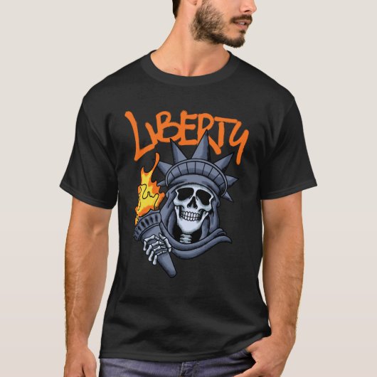 Liberty Holding Flaming streetwear  T-Shirt (Vorderseite)