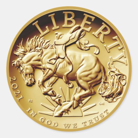 Liberty Horse Coin Classic Round Sticker (Vorderseite)