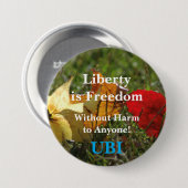 Liberty is Freiheit ... Grundeinkommens-Button. Button (Vorne & Hinten)