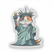 Liberty Kitty - Katze als Freiheitsstatue Aufkleber (Vorderseite)