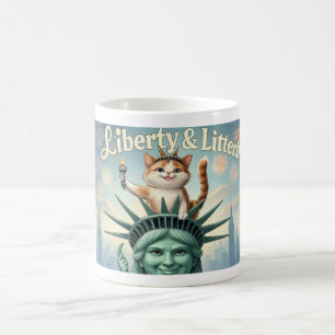 Liberty & Litterboxen - Funny Patriotic Cat Tasse