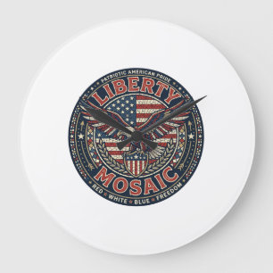 Liberty Mosaik Patriotisch Patriotisches Mosaik Vi Große Wanduhr