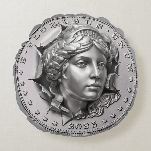 Liberty Münze Rundes Kissen (Vorderseite)