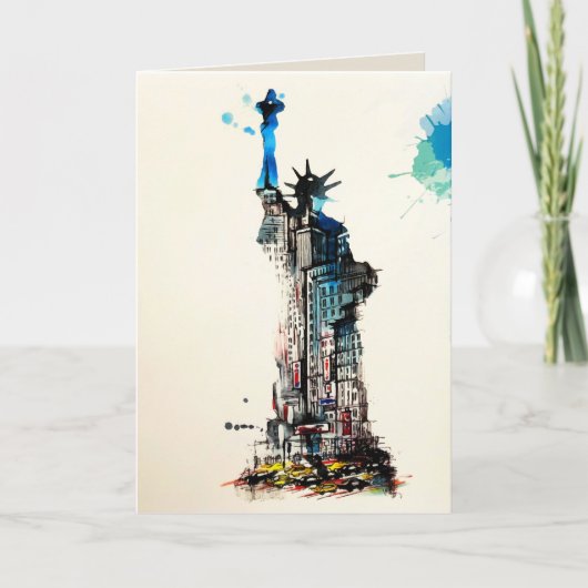 Liberty New York City Travel Liebe Watercolor Karte (Vorderseite)