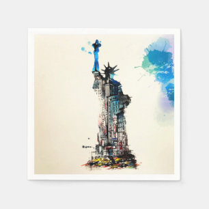 Liberty New York City Travel Liebe Watercolor Serviette