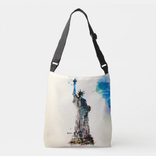 Liberty New York City Travel Liebe Watercolor Tragetaschen Mit Langen Trägern