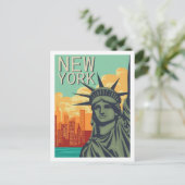 Liberty New York Famous Travel Place Illustration Postkarte (Stehend Vorderseite)