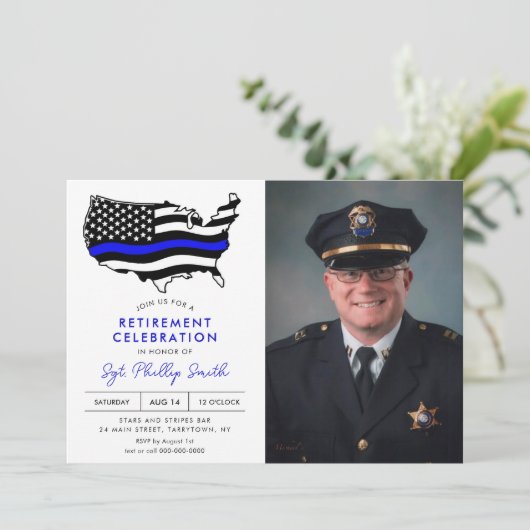 LIBERTY Police Military Retirement Party Einladung (Stehend Vorderseite)