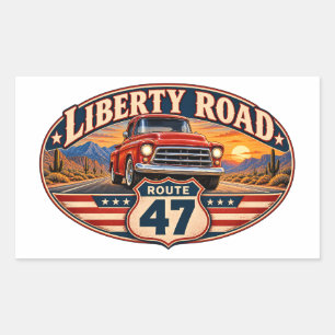 Liberty Road Route 47 Vintage Pickup Aufkleberboge Rechteckiger Aufkleber