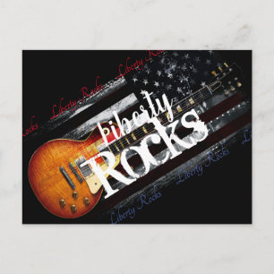 LIBERTY ROCKS Vintage amerikanische Flagge Postkarte