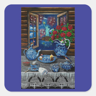 Liberty’s Tea Time Delight! Quadratischer Aufkleber