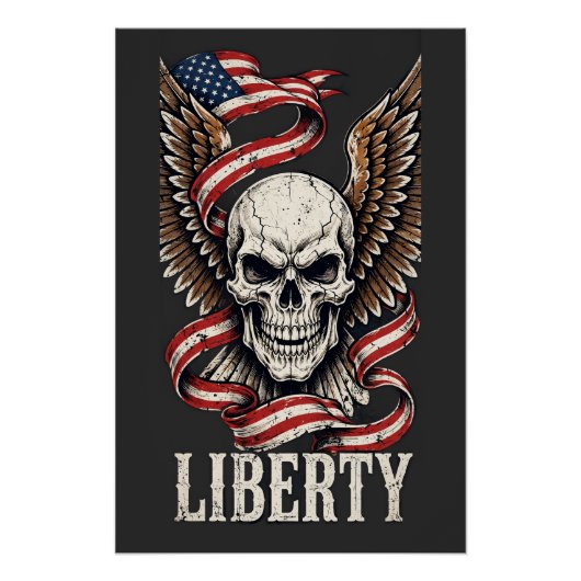 Liberty-Schädel und Adler Poster (Vorderseite)