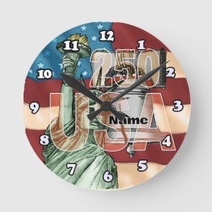 Liberty USA 250. Jahrestag Runde Wanduhr