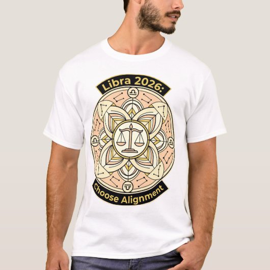Libra 2026 Zodiac Scales Mandala – Balance & Harmo T-Shirt (Vorderseite)