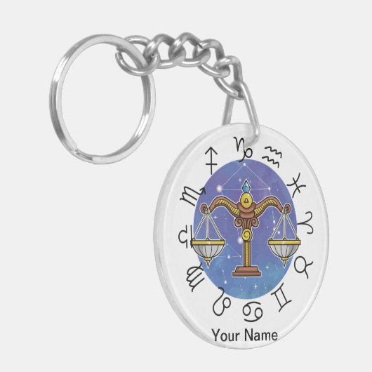 Libra - Aquarius Zodiac Acrylic Keychain Schlüsselanhänger (Vorderseite links)